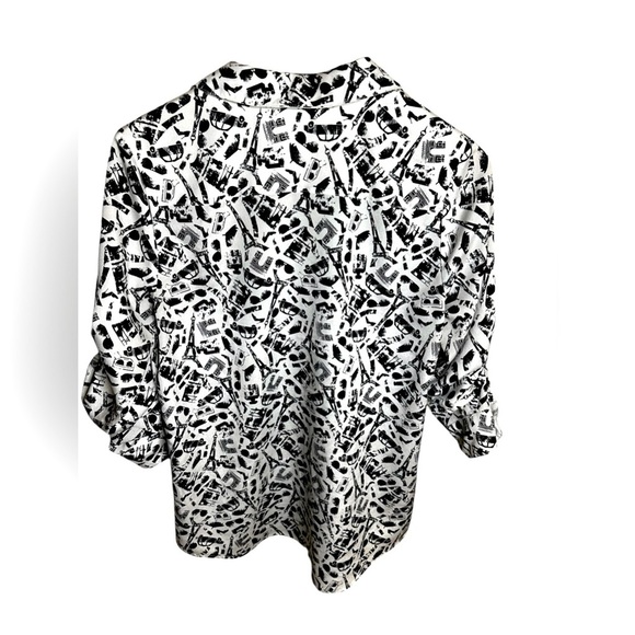 Karl Lagerfeld Paris Black & White Print Button-Up Shirt - Size S - Picture 3 of 6